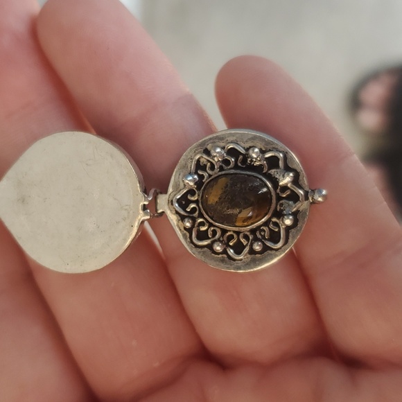 New Iron Tiger Eye Silver Poison Locket Pendant. - Picture 7 of 8